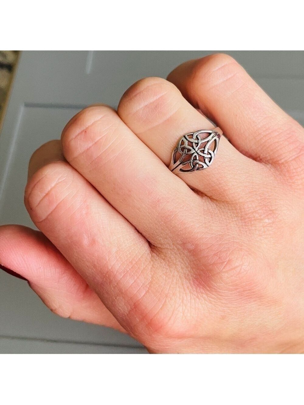 Celtic Trinity Knot Sterling Silver Ring Available Sizes 5, 6, 8, 9 Unisex - Picture 2 of 13